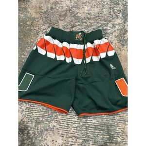 Rare Vintage ADIDAS Miami Hurricanes Striped Waistband Athletic Shorts 2000s S